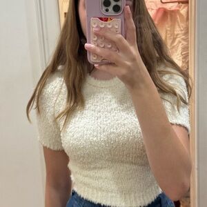 Tart Cream Textured Crop Top